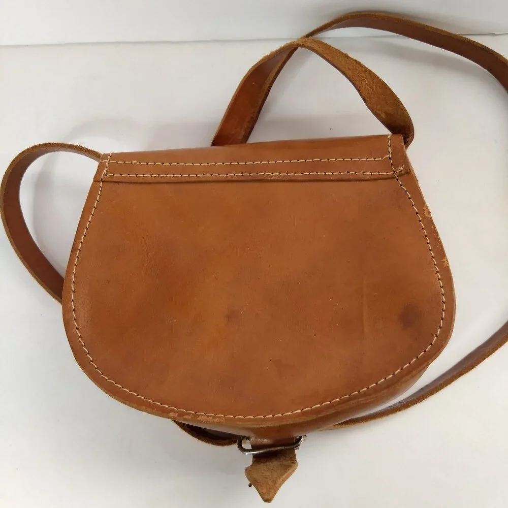 Frances Denney Leather Purse Bag Mini Saddlebag Crossbody Strap  Buckle Closure